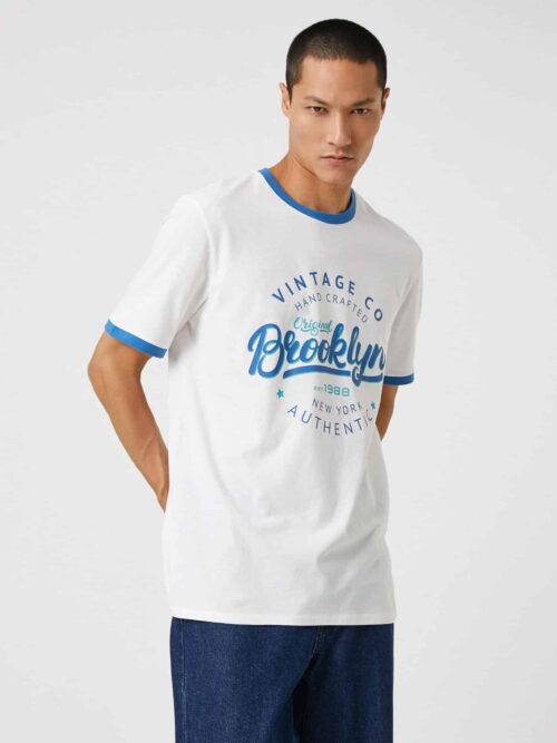College T-Shirt Printed Crew Neck Short Sleeve